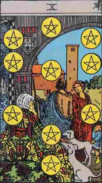 Diez de Oros en el Tarot Rider Waite