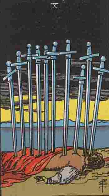 Diez de Espadas en el Tarot Rider Waite