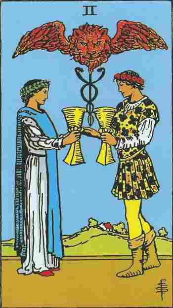 Dos de Copas en el Tarot Rider Waite