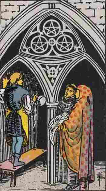 Tres de Oros en el Tarot Rider Waite