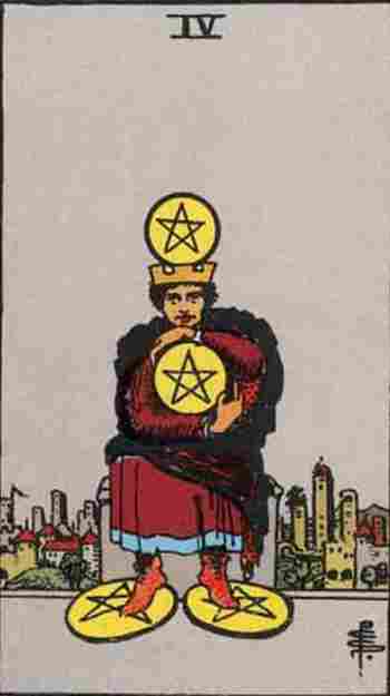 Cuatro de Oros en el Tarot Rider Waite