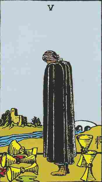 Cinco de Copas en el Tarot Rider Waite