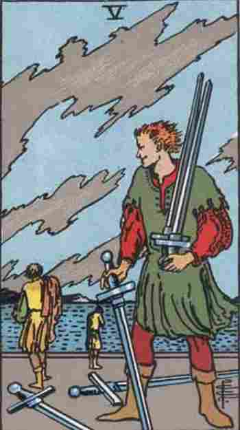 Cinco de Espadas en el Tarot Rider Waite