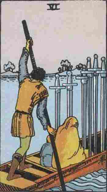 Seis de Espadas en el Tarot Rider Waite