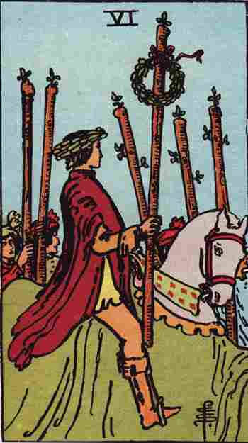 Seis de Bastos en el Tarot Rider Waite