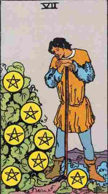 Siete de Oros en el Tarot Rider Waite