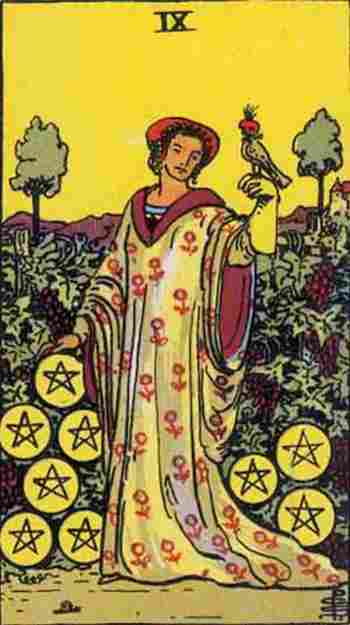 Nueve de Oros en el Tarot Rider Waite
