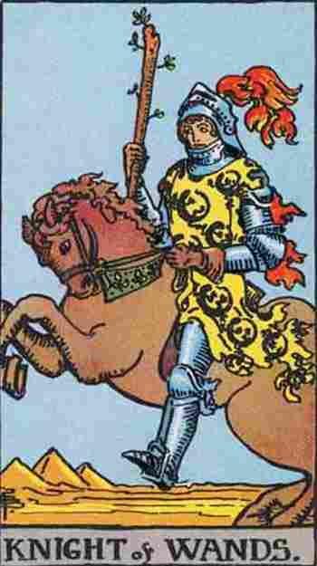 Caballero de Bastos en el Tarot Rider Waite