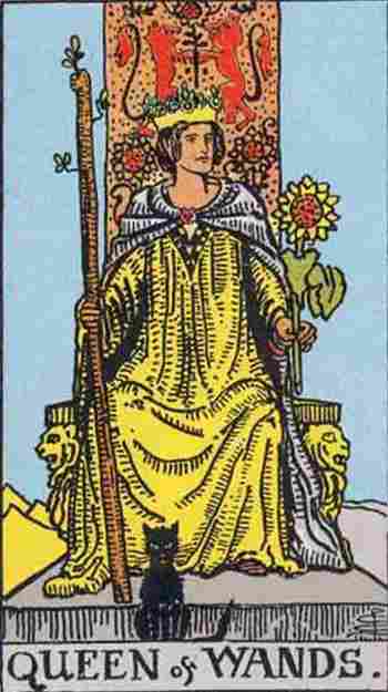 Reina de Bastos en el Tarot Rider Waite