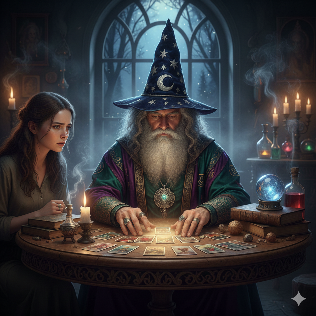 Tarotista realizando una interpretación práctica para su consultante